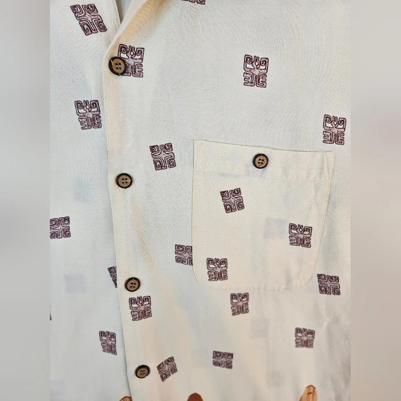 Navigator Sports Mens All Cotton Surfs Up Wood Button Up Beach Surf Wear Sz M - Picture 4 of 10